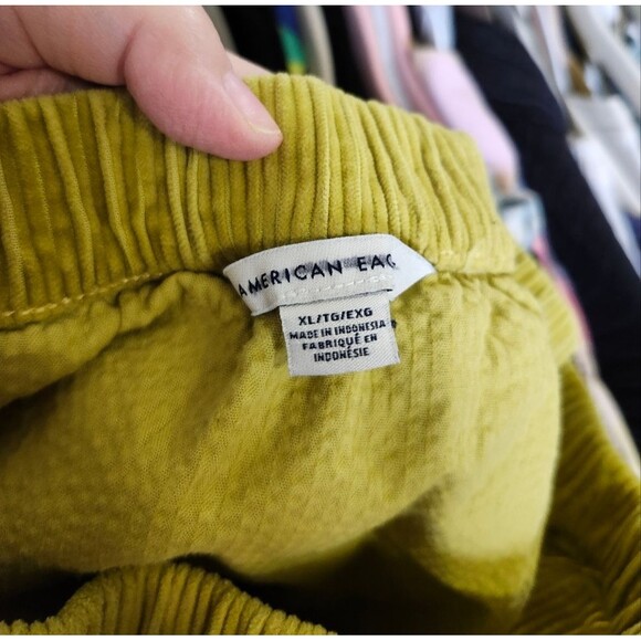 American Eagle Yellow Corduroy Stretchy Waist Mini Skirt XL - Picture 3 of 7